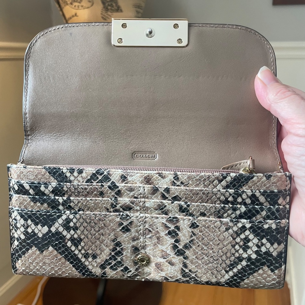 Coach Tan/Brown Python Leather Continental Wallet - image 5